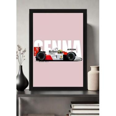 Imagem de Quadro Ayrton Senna Ação com Vidro e Moldura Preta Tam:A4 - Spark Loja