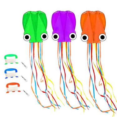 Imagem de Pacote de 3 pipas Octopus Kaiciuss, 61x402cm, conjunto 3D Soft Beach