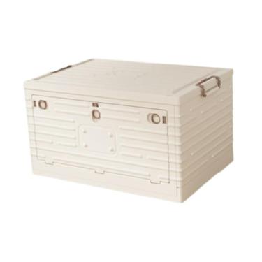 Imagem de rockible Caixa de armazenamento de camping de armazenamento dobrável com alça, organizador de porta -malas de carros para viajar cozinha de garagem, Branco