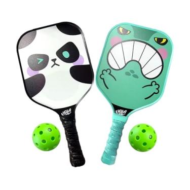 Imagem de Conjunto de 2 raquete infantil de pickleball – pás de pickleball e sapo com 2 bolas, leves, fibra de vidro, melhor controle, raquete para iniciantes, presente perfeito para crianças de 4 a 12 anos
