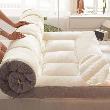 Imagem de Yadlan Capa de futon para colchão japonês tamanho Queen, tapete de tatame enrolado, colchão dobrável, material de veludo leite, ótimo para dormir, uso no dormitório, adequado para adultos e crianças