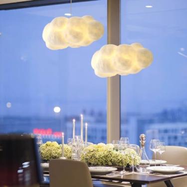 Imagem de Lustre moderno, romântico e personalizado, luminária decorativa Baiyun E27, pendente com altura ajustável, luminária de teto em algodão para sala de estar, quarto, hotel, hall de entrada, re