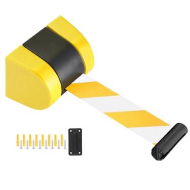 Imagem de HGTRH Cinto de barreira de fila de montagem na parede, barreira de cinto retrátil com design de fivela de trama simples de plástico ABS G 4 furos 2M