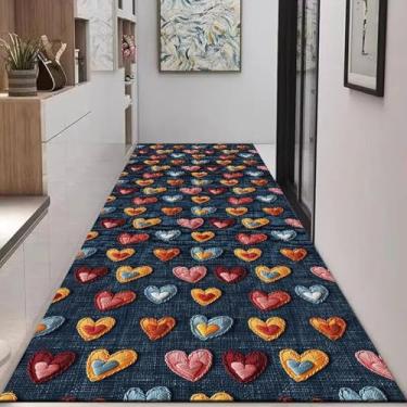 Imagem de HGTRH Tapete para cozinha lavável, tapete de cozinha corredor antiderrapante, tapete de veludo de cristal estreito corredor para entrada corredores cozinha lavanderia, amigo da pele E 50 x 80 cm