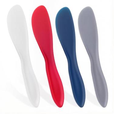 Imagem de Pacote com 4 facas de plástico para espalhar manteiga, espátulas de manteiga multiuso, facas de cobertura para manteiga de queijo, faca de manteiga multiuso de plástico para manteiga, geleia, cream