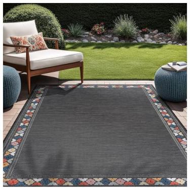 Imagem de SPXMQSS Tapetes de área externa antiderrapantes para jardim, resistente ao desgaste, fácil de limpar para acampamento, deck, varanda, piquenique, quintal J 140 x 200 cm