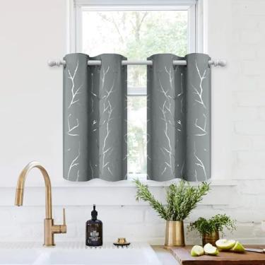 Imagem de BUHUA Cortinas curtas de 91 cm de comprimento, painéis pretos de beliche para trailer, cortinas de janela de cozinha sobre a pia, cortinas blackout com isolamento térmico para janelas pequenas (2