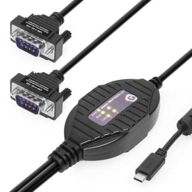 Imagem de Gearmo 2 portas USB tipo C para adaptador serial com matriz LED de status Rx/TX por porta