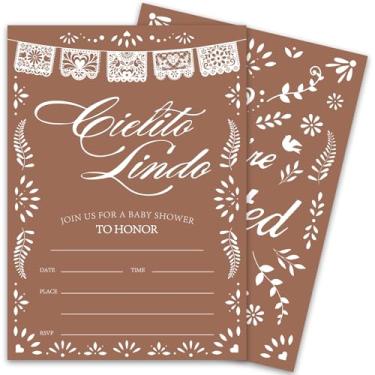 Imagem de JarThenaAMCS 25 conjuntos Cielito Lindo Convites com Envelopes Adesivos Platos De Barro Convites de Flor de Terracota para Celebração Mexicana Cinco De Mayo, 12 x 18 cm