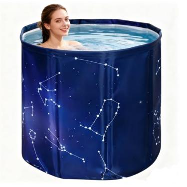 Imagem de GENDLTHIJ Banheira dobrável para adultos, banheira grande dobrável a frio para recuperação, banheira de imersão de gelo dobrável adequada para academias domésticas ao ar livre (conjunto de isolamento