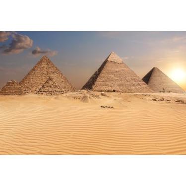 Imagem de Pirâmides do Egito Fundo de Aquário A Grande Pirâmide Camelo Caravana Terrário Fundo Pirâmides Egito Deserto Pôr-do-sol Vista Réptil Habitat Fundo Pirâmides Tanque de Peixes 182 x 46 cm