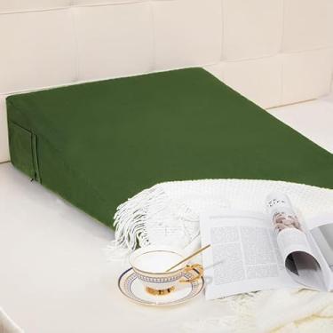 Imagem de NookZuzu Capa de almofada de cunha verde-oliva escura, capa de almofada de cunha de cama com zíper, 63,5 x 63,5 x 25,4 cm, protetor de fronha com bolso lateral para armazenamento macio, respirável