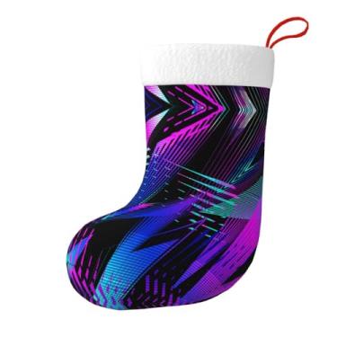 Imagem de ZERAOKE Textura Cyberpunk - Meia de Natal de pelúcia estampada, decoração de férias em família personalizada para lareira e decoração de árvores, armazenamento de presente (conjunto de 1 peça).