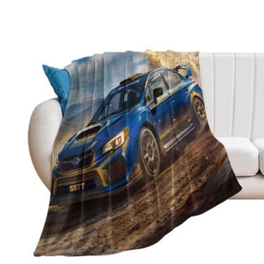 Imagem de HouLaiZhe Cobertor de flanela super macio WRX Drift Car Blur Motion Cool Lightweight Cooling Blankets para sofá-cama, cadeira, sofá, carro, viagem ao ar livre, leve, quente, 178 x 203 cm