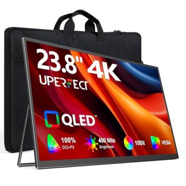 Imagem de UPERFECT Monitor portátil 4K 60.5 cm QLED| Monitor grande de 400 Nits 61.0 cm | 3840 * 2160 UHD 100% DCI-P3 | 1MS FreeSync | USB-C e HDMI | VESA e suporte | Segunda tela para computador, mini PC