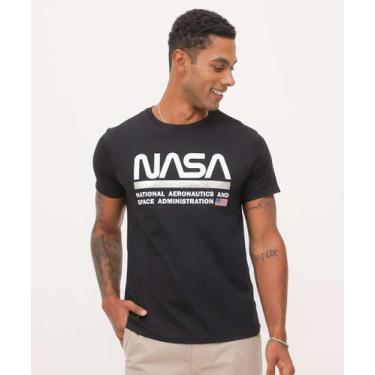 Imagem de Camiseta Masculina Estampada Manga Curta Nasa-37204, Preto, G