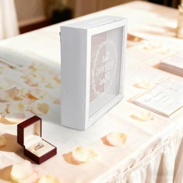 Imagem de Caixa de fundo de lua de mel, cofrinho, caixa de sombra, para recepção de casamento, festa, chá de panela, presente para crianças (nosso fundo de casamento, branco e marrom)