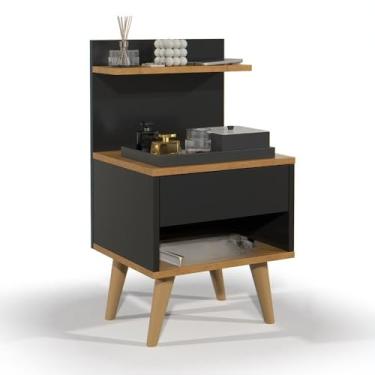Imagem de Mesa De Cabeceira Estilo Retro Quarto (SLEEP - PRETO/NATURE)