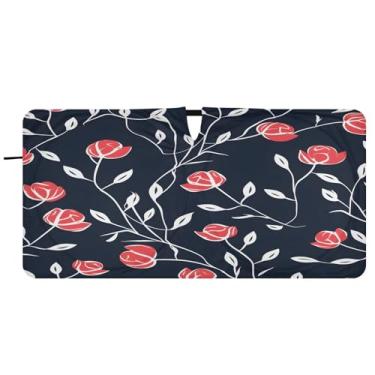 Imagem de CEBUGI Para-brisa de carro dobrável Sombra de sol elegante floral para janela de carro guarda-chuva para-brisa frontal para-sol para acessórios de carro bloqueador solar refletivo de carro legal, P