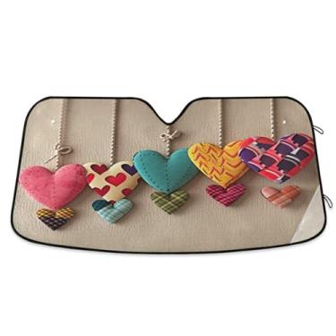 Imagem de Wassud Simple Love Para-brisa de carro, persiana refletiva de janela frontal de carro, protetor de viseira de sol bloqueia raios UV, persiana dobrável sanfonada automática para carro, caminhão, SUV
