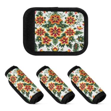 Imagem de Qilmy Mexican Knit Style Bagagem Handle Wrap Pacote com 2 Identificadores de Bagagem Identificadores de Bagagem Capa de Punho Confortável para Carrinho de Viagem Bolsa Mala de Viagem Avião Acessórios