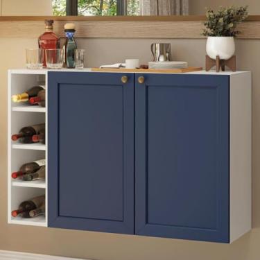 Imagem de Buffet Aparador com Adega 100cm 2 Portas Branco/azul Vik Madesa 16