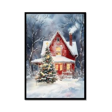 Imagem de Impressão de pôster de arte de parede retrô de Natal Papai Noel alce paisagem de inverno imagens de Natal para bar em casa, pub, cozinha, café, loja, decoração de férias (SKU4,12 x 45,7 cm = (30 x 45