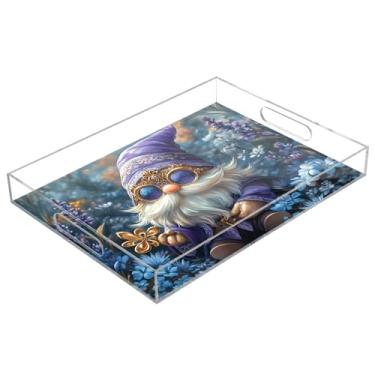 Imagem de STAYTOP Bandeja acrílica para servir máscara de carnaval, 15,7 x 11,20 cm, bandejas decorativas à prova de derramamento, organizador de bancada para café da manhã, chá, comida, maquiagem