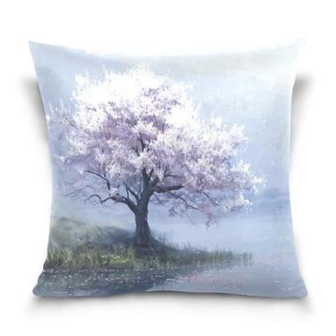 Imagem de Burbuja Capas de almofada 45,7 x 45,7 cm, árvore violeta branca de veludo macio, capa decorativa para sofá, sala de estar, quarto