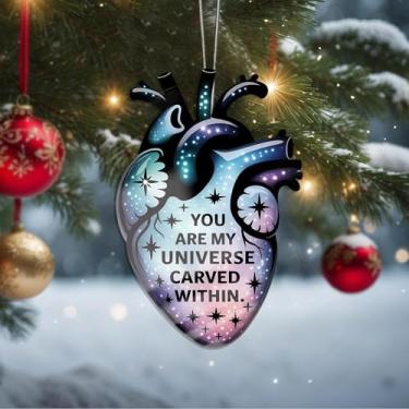 Imagem de Enfeites de Natal para pendurar em cristal de coração, enfeites de árvore de Natal feitos à mão, decoração de carro e casa - presente de Natal, decoração de artesanato em acrílico, ideias de troca de