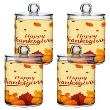 Imagem de STAYTOP 2 frascos de boticário com dispensador Qtip para banheiro com etiquetas – Recipiente de armazenamento Qtip de plástico transparente para bola de algodão, cotonete, grão de café - Feliz Dia de