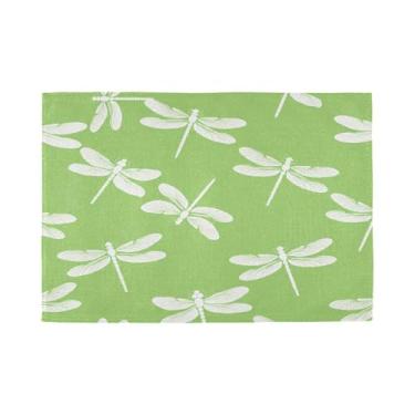 Imagem de Burbuja Jogo americano conjunto de 6, libélulas em verde, tapetes de mesa laváveis antiderrapantes, resistentes ao calor, para cozinha, mesa de jantar, ambientes internos e externos