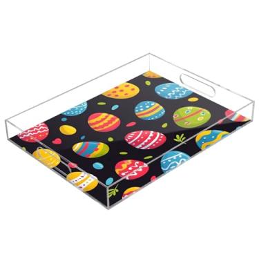 Imagem de STAYTOP Linda bandeja de acrílico para servir ovos de Páscoa, 15,7 x 11,20 cm, bandejas decorativas à prova de derramamento, organizador de bancada para café da manhã, chá, comida, maquiagem