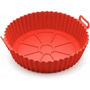 Imagem de Forma de Silicone Cesto para Air Fryer (Unidade) | Antiaderente Reutilizável | Protege a Fritadeira e Facilita a Limpeza | Suporta Altas Temperaturas | Ideal para Carne, Frango e Legumes