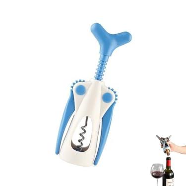 Imagem de PLAYTHROUGH Saca-rolhas de asa, abridor de garrafa de vinho ergonômico, saca-rolhas de aço inoxidável para casa, bar (azul)