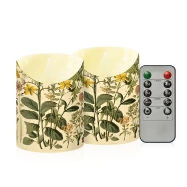 Imagem de Wassud Pacote com 2 velas de flores sem chama com controle remoto, velas realistas cintilantes com temporizador, velas decorativas para Natal, casamento, festa, decoração de casa, pequenas
