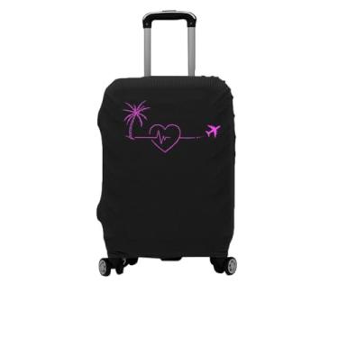 Imagem de Capa para Malas de Viagem em Tecido Listrado, Capa Protetora de Bagagem Elástica para Mala Tecido Lavável e Esticável Espessa Protege contra Arranhões Fácil Colocar Tirar(02-Rosa,G (16 a 23 KG))