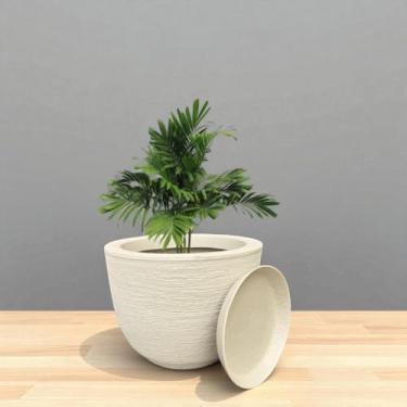 Imagem de Vaso Decoratico Planta Flor Bojo Escovado 19x25 Jardim Varanda Polietileno (Bege)