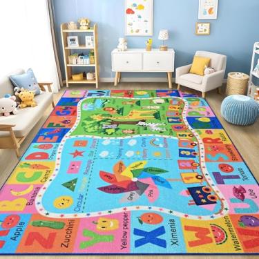 Imagem de Zedrew Tapete infantil para sala de jogos, 15 x 23 cm ABC tapete educativo para sala de aula, tapetes divertidos do alfabeto para aprender números, cores, clima animal e formas, tapete para decoração