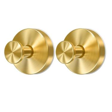 Imagem de Schine Pacote com 2 ganchos de ventosa dourados, guirlanda de Natal resistente para porta da frente, gancho de toalha de banho sem broca para vidro, espelho e janela, 2 peças - dourado