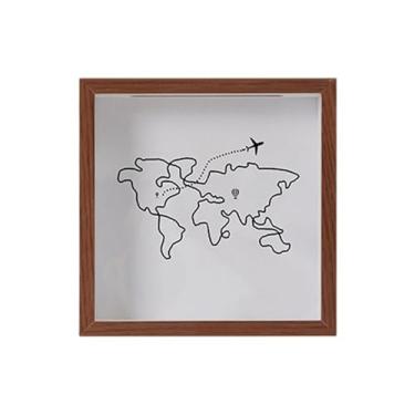 Imagem de Ioensy Caixa de Exibição com Carregamento Superior, Porta-Ingressos de Viagem, Aventuras e Desafios, com Espaço para Obras de Arte e Medalhas, Marrom 20x20cm