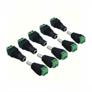 Imagem de Conector de alimentação DC 12 V de 5 peças macho e fêmea adaptador de plugue cilíndrico para fita de LED e CCTV