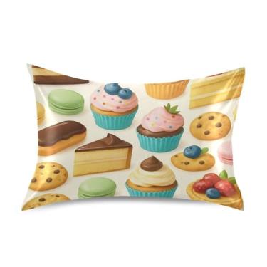 Imagem de Lindas almofadas coloridas de desenho animado sobremesas de cetim estampa floral refrescante padrão queen king size travesseiros quarto estética travesseiro slip king size 101,6 cm x 50,8 cm