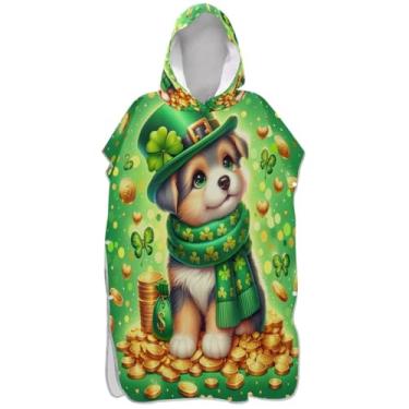 Imagem de Joisal Poncho de surfe para adultos trocador com capuz toalha de natação plus size unissex adulto poncho com capuz fofo cachorro de desenho animado