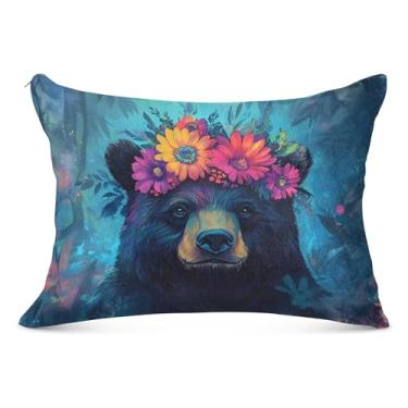 Imagem de Fronha decorativa grande azul escuro com zíper longo padrão queen king size fronha para cama de casa sofá, tamanho do corpo, 53 cm x 137 cm