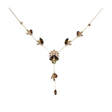 Imagem de Faship Lindo conjunto de brincos de colar de cristal floral com strass, One Size, Strass, Strass