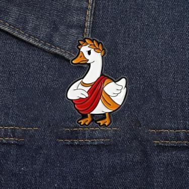 Imagem de Broche de esmalte de imperador de ganso romano com coroa de guirlanda e broche de metal durável real acessórios de estilo clássico para presentes e autoexpressão