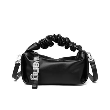 Imagem de Bolsa de ombro feminina macia pequena bolsa de mão de grife, bolsa clutch transversal leve, Preto