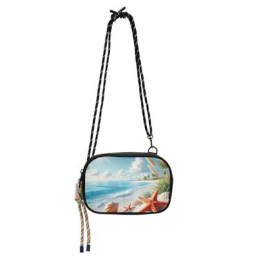 Imagem de TSENQUE Bolsa feminina costeira concha estrela do mar bolsa feminina pequena bolsa transversal carteira para celular bolsas casuais fofas bolsas de ombro