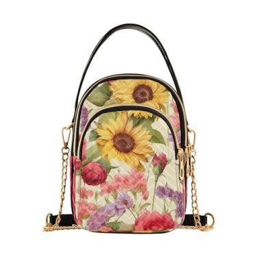 Imagem de Suculentas coloridas em uma bolsa de ombro branca, bolsa tiracolo feminina, bolsas transversais modernas para mulheres, Floral e girassol-3, One Size
